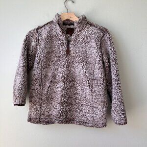 Girlie Girl Originals C.C. Kids YS Sherpa Pullover Sweatshirt Brown & Cream
